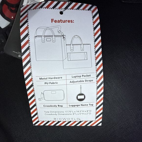 Sanrio Hello Kitty Tote Travel Weekender Luggage Bag Tag Bows Crossbody 3 Piece - Picture 5 of 16